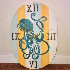 Handmade Wall Clock Octopus 30 inches in height